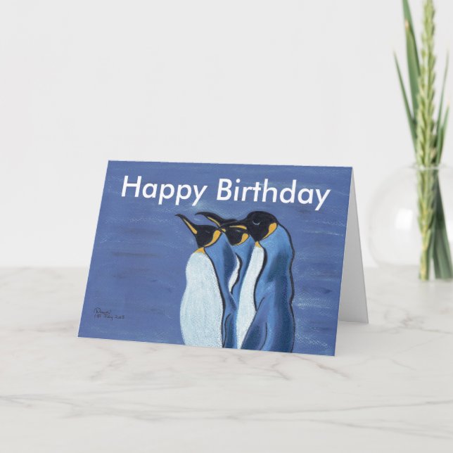 Trío de Penquin - tarjeta de cumpleaños (Anverso)