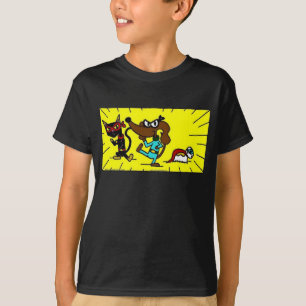 Trio de superhéroes medianos niños camiseta oscura