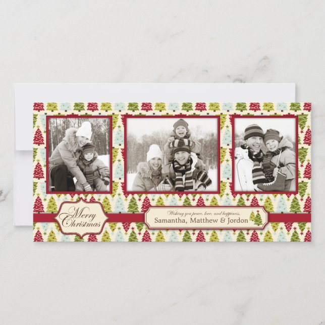 Trío de tarjetas fotográficas de árbol de Navidad (Anverso)