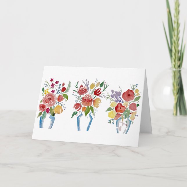 Trio de verano - Tarjeta de felicitación floral 5X (Anverso)