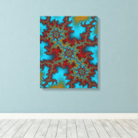 Triple amenaza de arte fractal azul y rojo abstrac