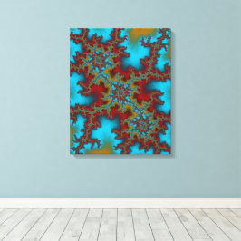 Triple amenaza de arte fractal azul y rojo abstrac