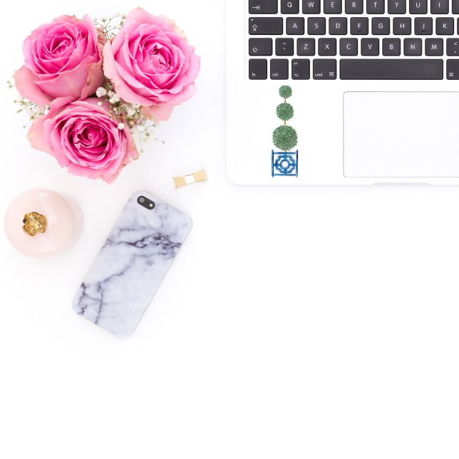 Triple árbol de topiarios Chinoiserie Pegatina de  (chinoiserie topiary tree sticker)