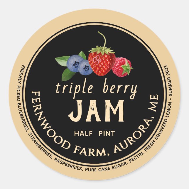 Triple Berry Jam Classic Round Pegatina (Anverso)