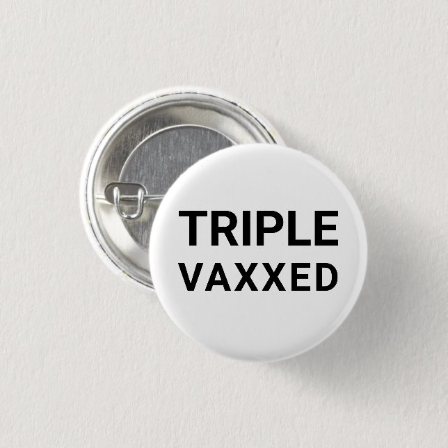 Triple botón Vaxxed blanco simple y moderno (Anverso y reverso)