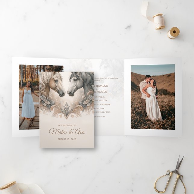 Triple especial Añadir invitación de matrimonio de (Special Trifold Add Photo Wedding Invitation)