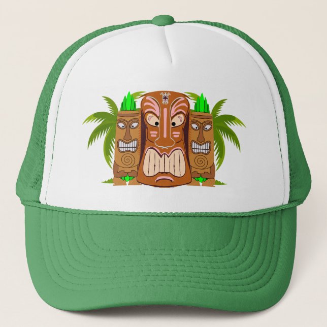 Triple gorro de camionero de árbol de palmas tiki (Anverso)