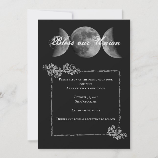 Triple invitación a la boda Moon Blessing (Anverso)