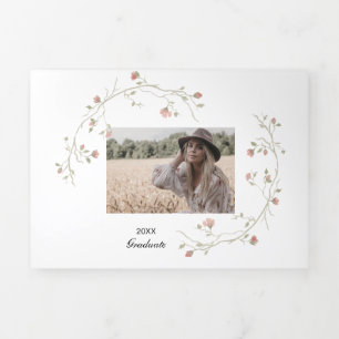 Triple Invitación de graduación de Boho multifoto