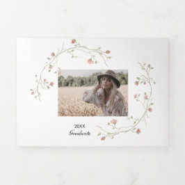 Triple Invitación de graduación de Boho multifoto