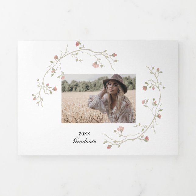 Triple Invitación de graduación de Boho multifoto (Foto de portada)