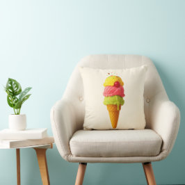 Triple Scoop Delight - Cojín decorativo de helado