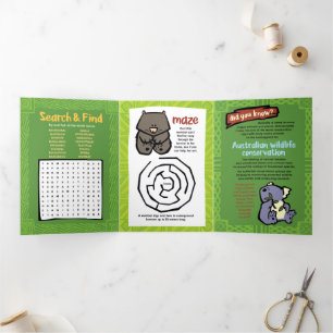 Triple tarjeta de bienvenida Echidna Puzzle de vid