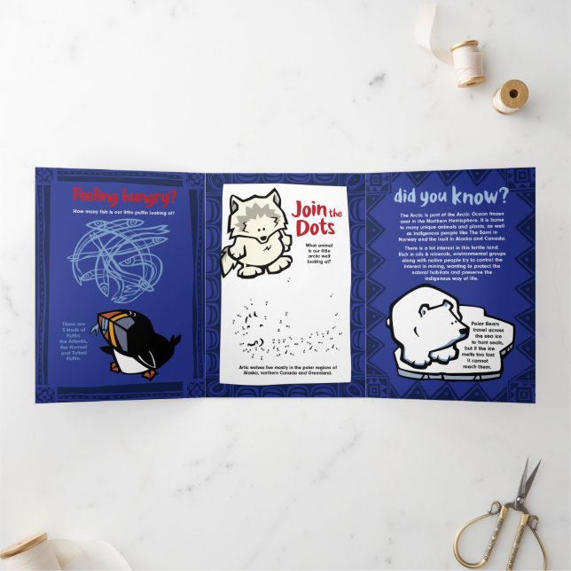 Triple tarjeta de saludo de rompecabezas de Puffin (Interior)