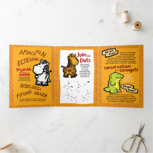 Triple tarjeta de saludo del rompecabezas del rino