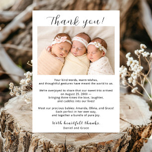 Triplet Chicas Gracias tarjeta con foto