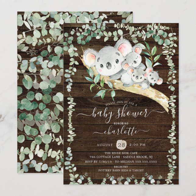 Triplets Sweet Koala recibe invitación de Baby Sho (Anverso / Reverso)