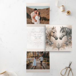 Triplicidad elegante Añadir invitación de matrimon