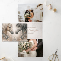 Triplicidad elegante Añadir Invitación de matrimon