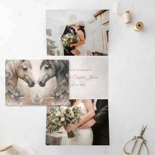 Triplicidad elegante Añadir Invitación de matrimon