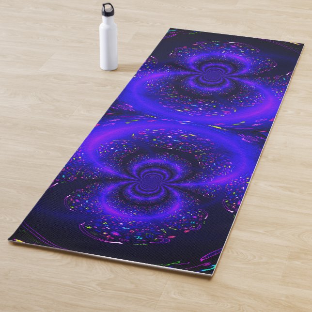Trippy Blue Black Golden Dolphin Yoga Mat (In situ)