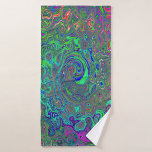 Trippy Chartreuse y Blue Retro Liquid Swirl