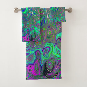 Trippy Chartreuse y Blue Retro Liquid Swirl