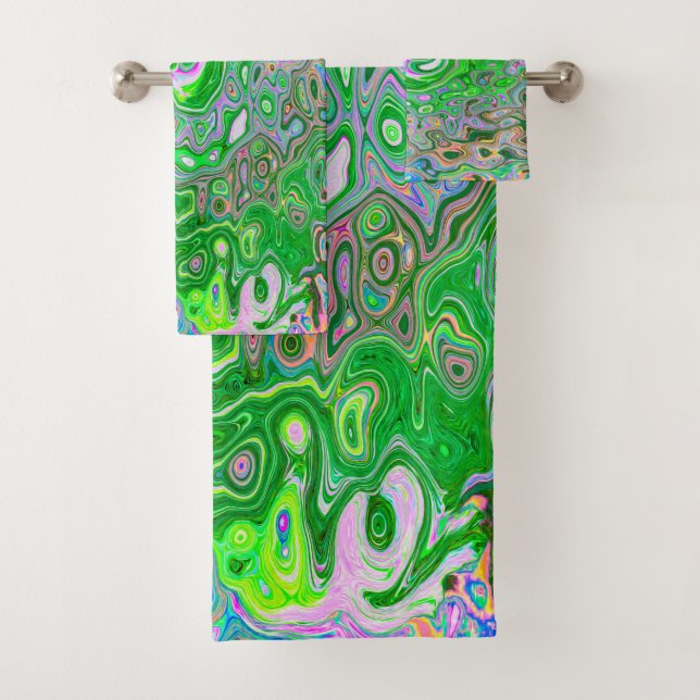 Trippy Lime Green y Pink Resumen Swirt Retro (In situ)