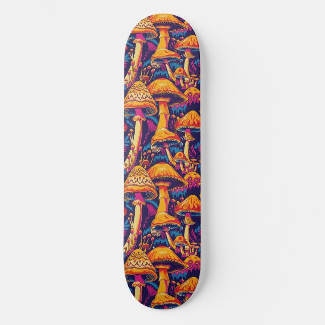Trippy Mushroom Art Painting Skateboard (Anverso)