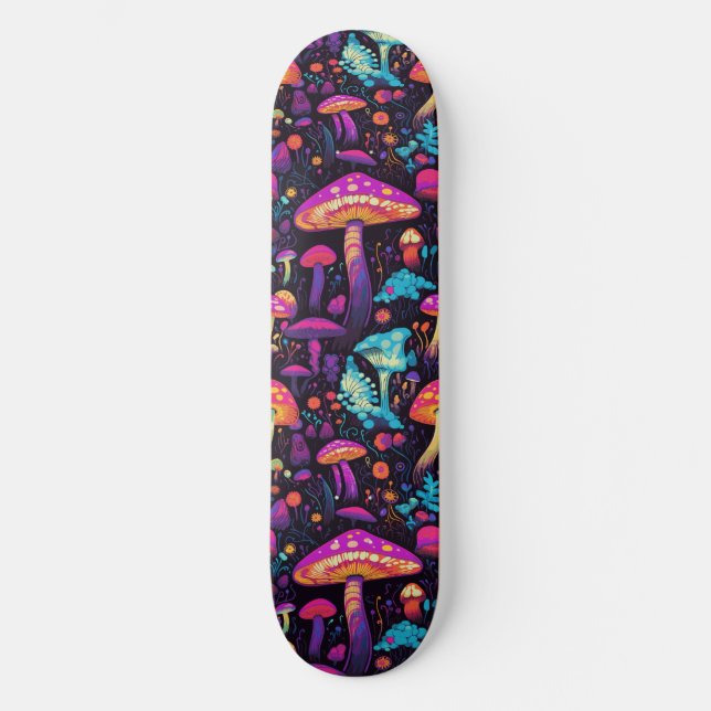 Trippy Mushroom Art Painting Skateboard (Anverso)