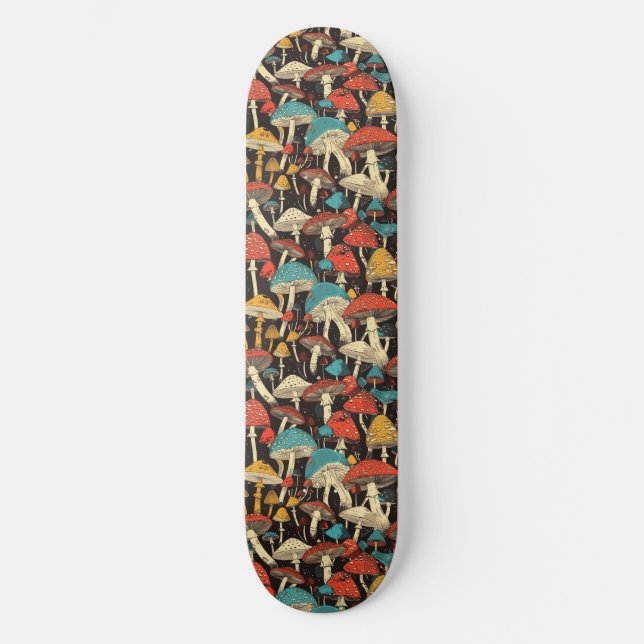 Trippy Mushroom Art Painting Skateboard (Anverso)