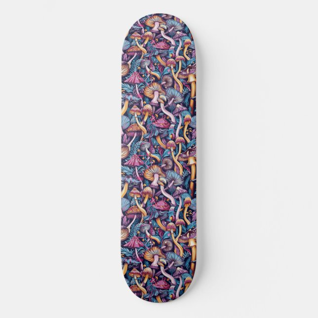 Trippy Mushroom Art Painting Skateboard (Anverso)