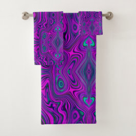 Trippy Retro Magenta y Black Abstract Pattern