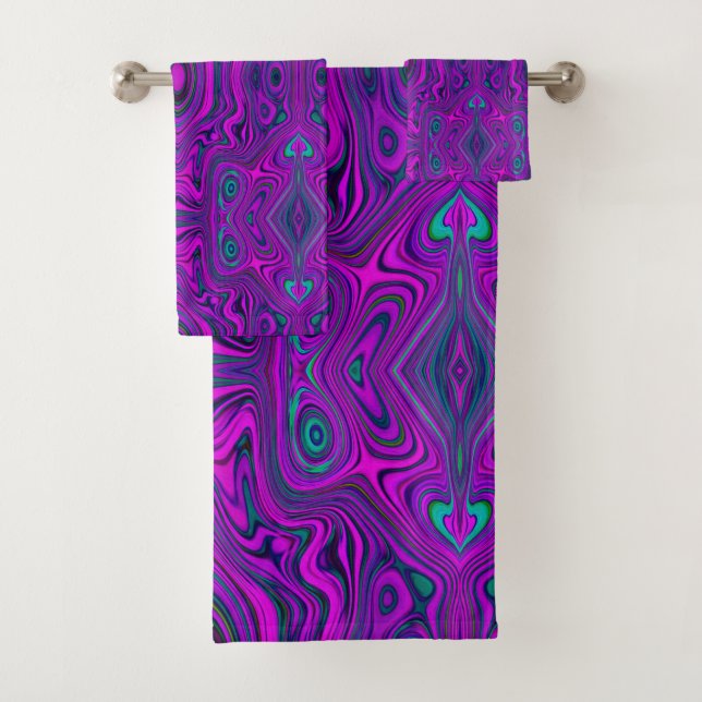 Trippy Retro Magenta y Black Abstract Pattern (In situ)
