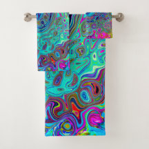 Trippy Sky Blue Abstract Retro Liquid Swirl