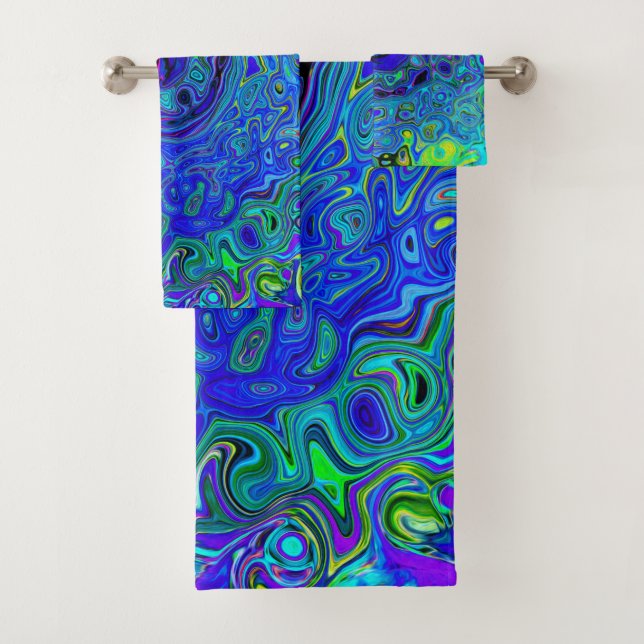 Trippy Violet Blue Abstract Retro Liquid Swirl (In situ)