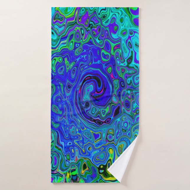 Trippy Violet Blue Abstract Retro Liquid Swirl (Toalla de baño)