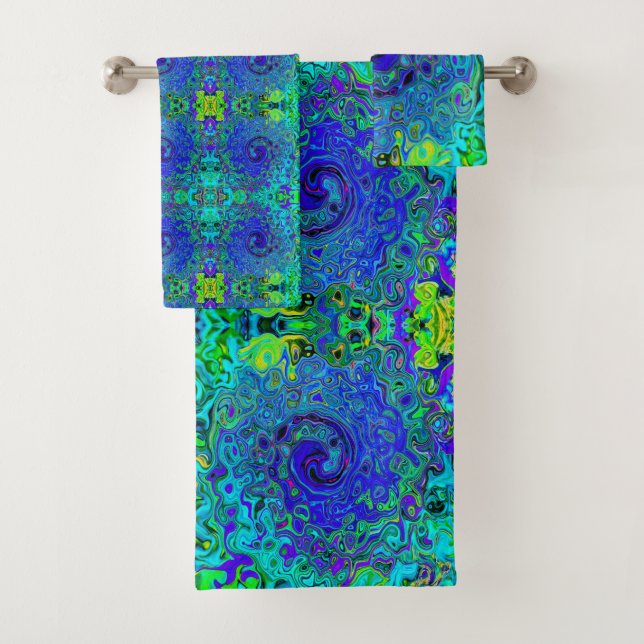 Trippy Violet Blue Abstract Retro Liquid Swirl (In situ)