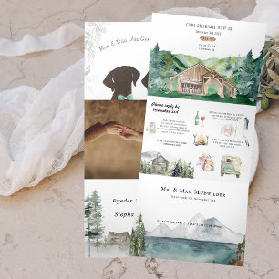 Tríptica Boda de Barn de Bosque Ruso   Invitación triple