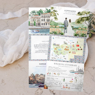 Tríptica Boda en Estambul, Turquía Invitación Plegable Tr