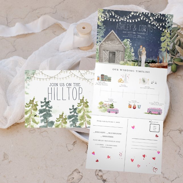 Tríptica Boda rústica en el granero del bosque | Invitación (Subido por el creador)