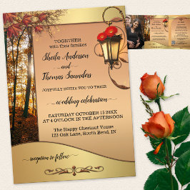 Tríptica Boho Moda Boda Caída Invitación a la boda triple