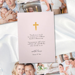 Tríptica Christening 6 Photo Pink Gracias Tarjeta Tri-Fold