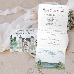 Tríptica Detalles de Boda en Villa Elegante Invitación Tri-