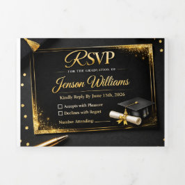 Tríptica Diseño de tarjeta de RSVP elegante | Tarjeta de re