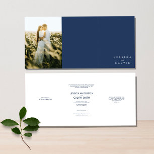 Tríptica Elegante foto cristiana Invitación a la boda azul