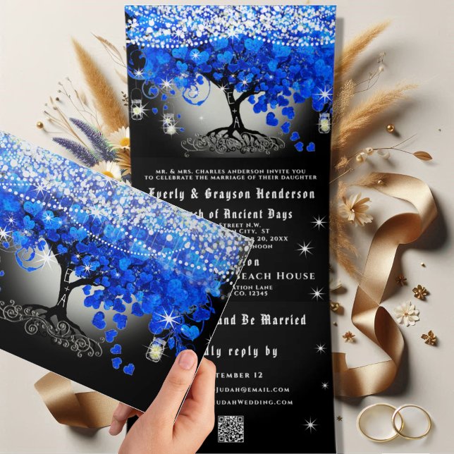 Tríptica Elegante Invitación de Boda con Corazón de Hoja Pl (Subido por el creador)