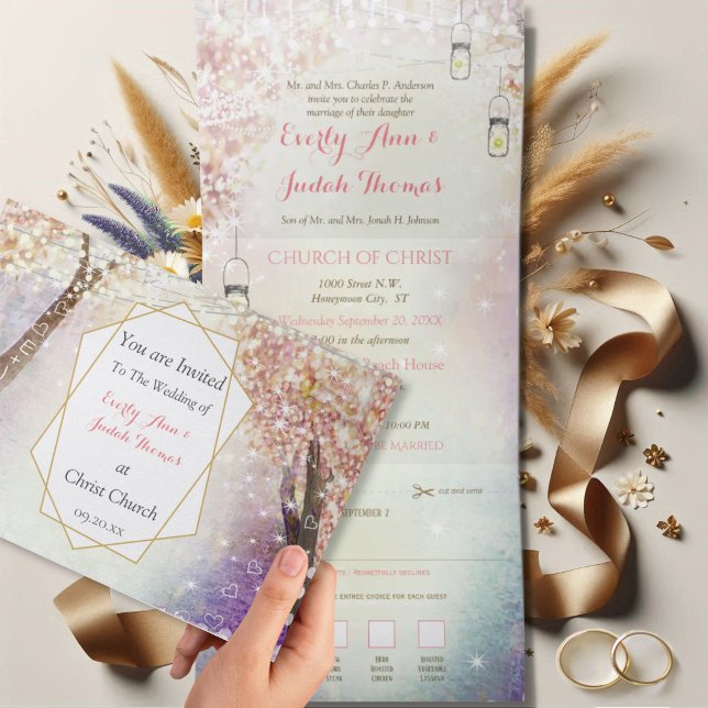 Tríptica Elegante Invitación de Boda de Corazón Plegable Tr (Subido por el creador)
