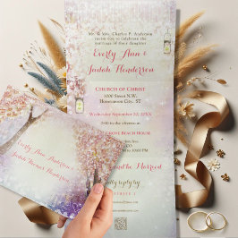 Tríptica Elegante Invitación de Boda de Cuento de Hadas Ple