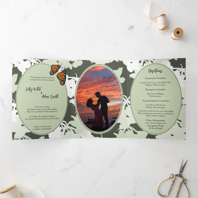 Tríptica Elegante tema de la naturaleza Invitación a la bod (Interior)